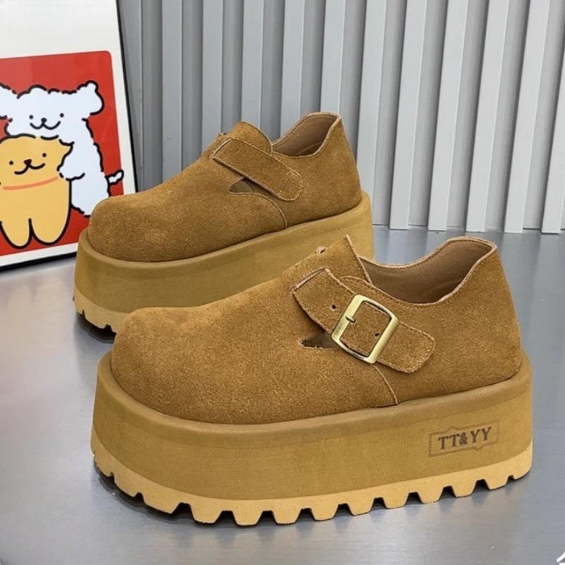 

Осенние новые туфли на толстой подошве, женские модные туфли с круглым носком, замшевые, полые, удобные, низкие туфли 40