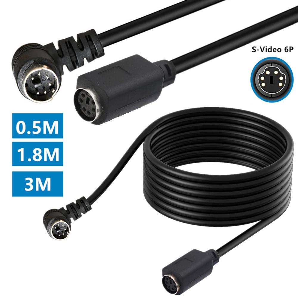 Mini DIN 6 Pin Cable 1.8 Meter Male to Female Right Angle Connector Copper Core Extension Cord