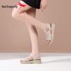 Red Dragonfly Women's Thick-Soled Genuine Leather Flat Sandals - Comfortable Summer Style