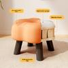 Wooden Low Stool Luxury Flower-Shaped Solid Wood Ottoman Sturdy Durable Seating Bench for Living Room Long-Time Sitting