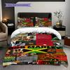 Vibrant Rasta Guitar Art Three-piece set (1 * duvet cover + 2 * pillowcase, without core) 2D Flat Christmas birthday gift Duvet cover and pillowcase