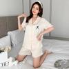 1011 new pajamas women's summer short-sleeved shorts set ice silk thin simple sweet style loungewear