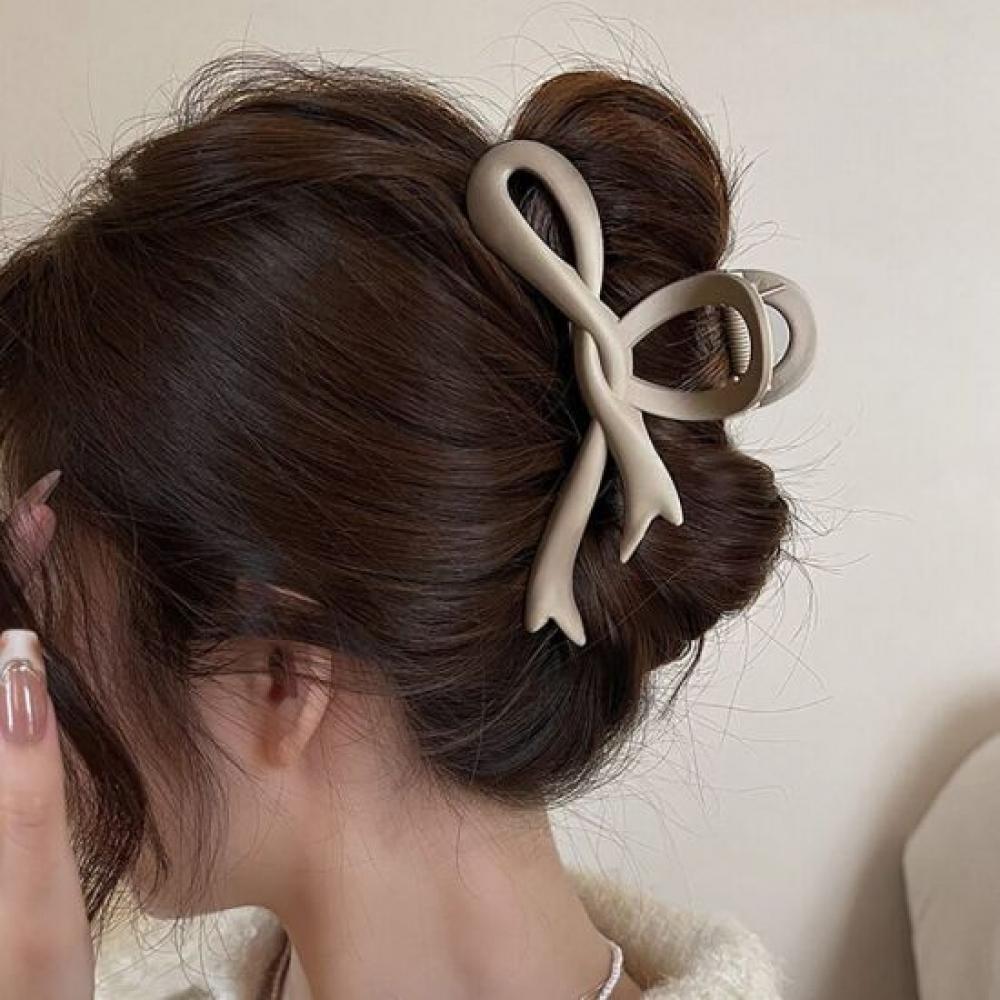 Mizqz Big Matte Side Ribbon Twisted Hair Clip