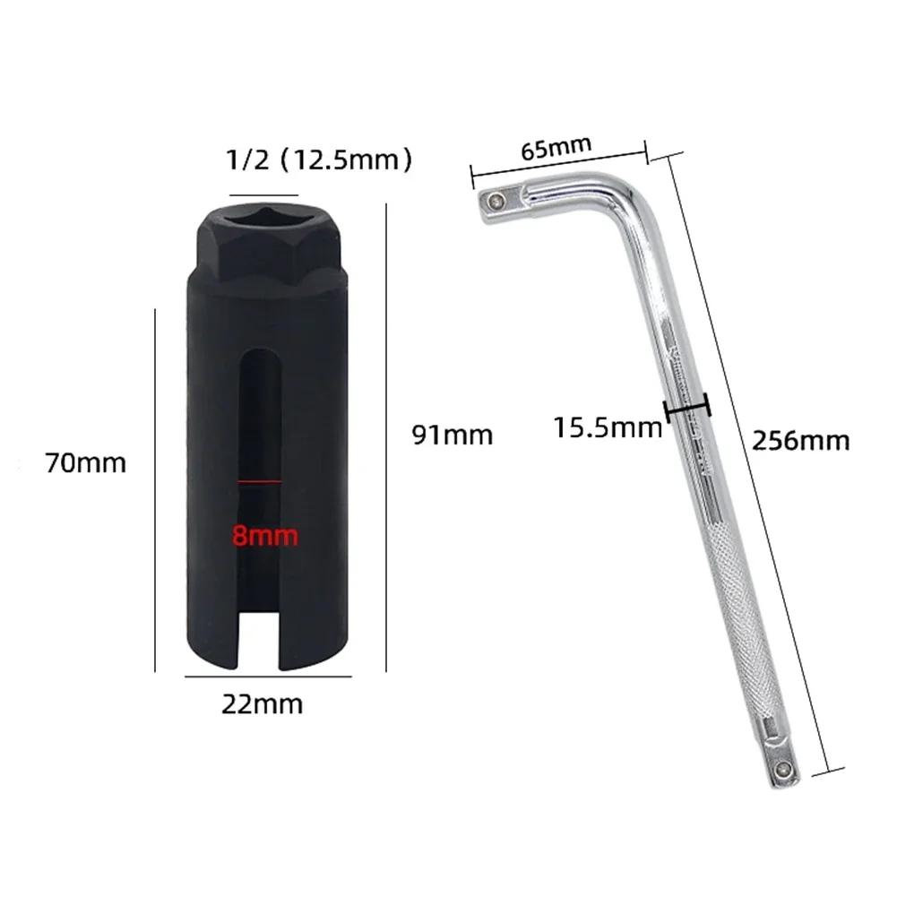 1set 22mm Narrow Mouth Oxygen Sensor Sleeve 1/2inch Drive Slotted Oxygen Sensing Drive Socket Wrench Tool For Car Repair