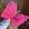 1 Stück 50 cm 3D-Farbverlauf Seiden-Schmetterling, Gewellter Blütenblattrand, Glitzernde Org-Schichten, Für Hochzeit/Party/Po-Geschenk