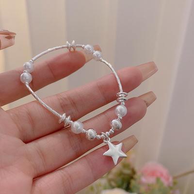 Pearl Star Beaded Bracelet Women's Niche Design Sense Silver Bracelet Retro Light Luxury Hand