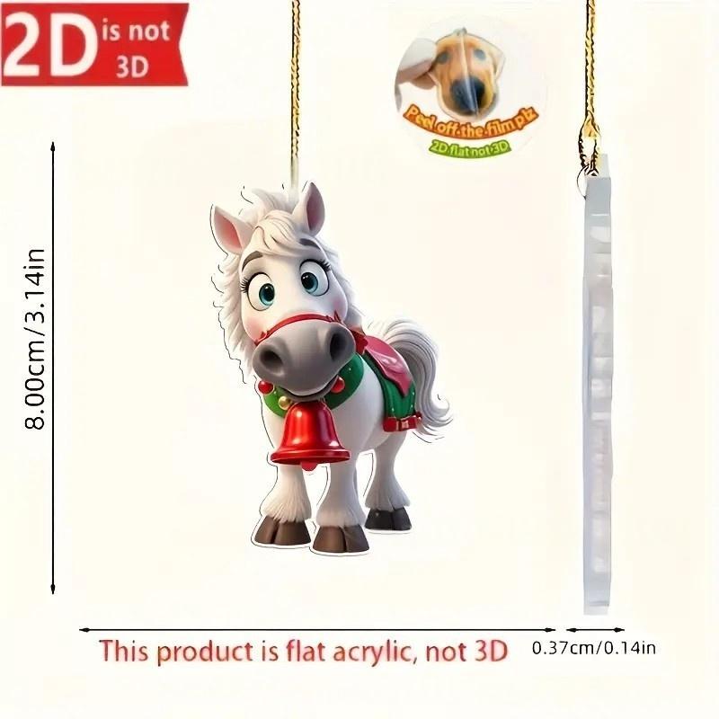 

Рождественские 2D акриловые подвески в виде лошадей, елочные подвесные украшения, декор, подвеска-шарм на зеркало заднего вида автомобиля, подарок на новогоднюю вечеринку