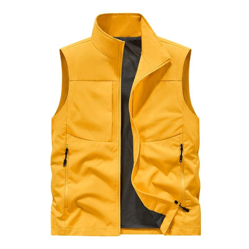 

Summer Breathable Vest Men s Spring Sleeveless Tooling Multi-pocket Loose Vest Thin Casual Vest S жовтий