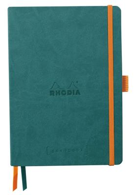 Rhodiarama Goal Book, A5 Size, 240 Pages, Dot Grid, Italian-made Synthetic Leather Cover, PEFC Certified, Peacock Pattern (cf117806)