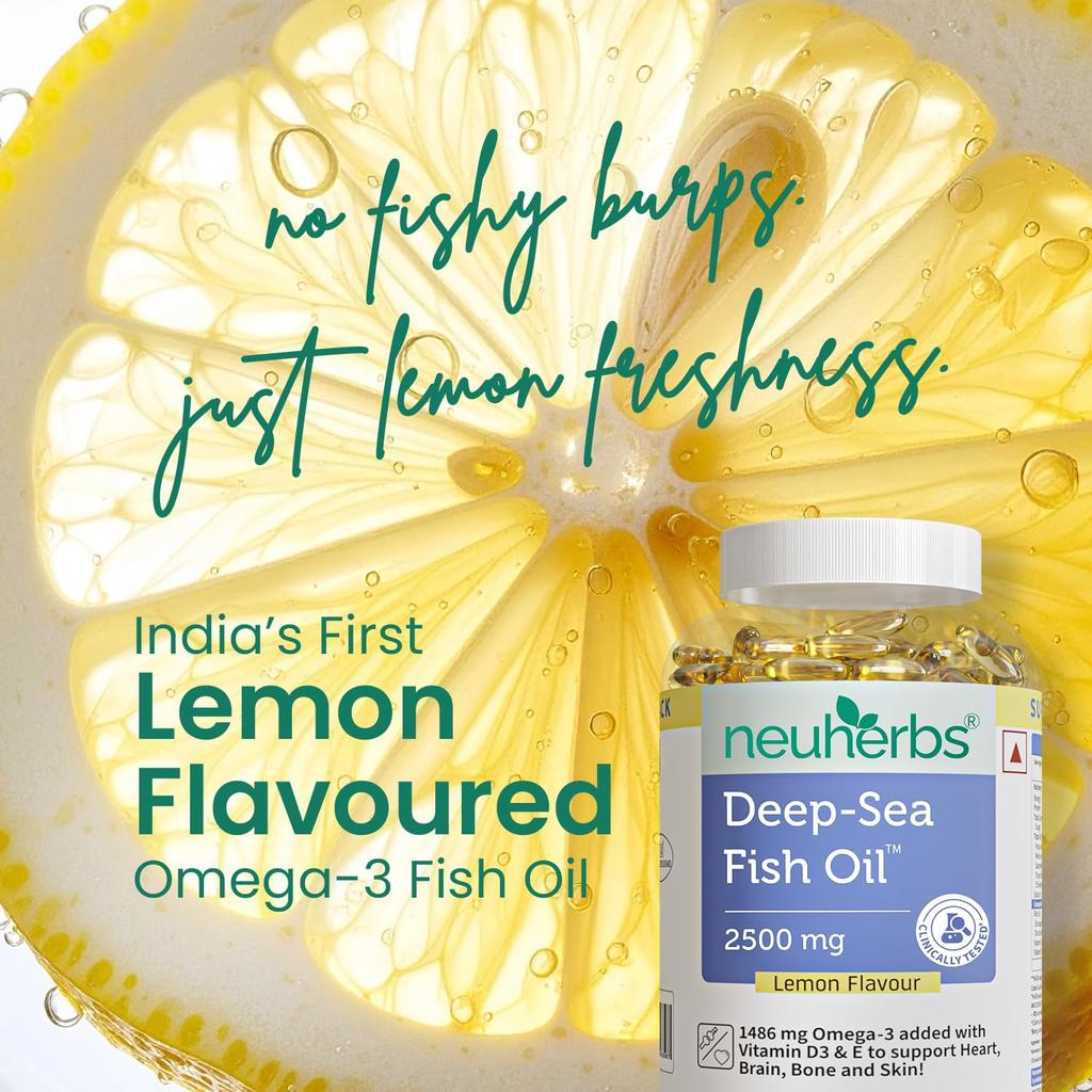 Neuherbs Deep Sea Omega 3 Fish Oil Capsules Triple Strength High EPA DHA Softgels for Muscle Joint and Brain Support 200 Capsules