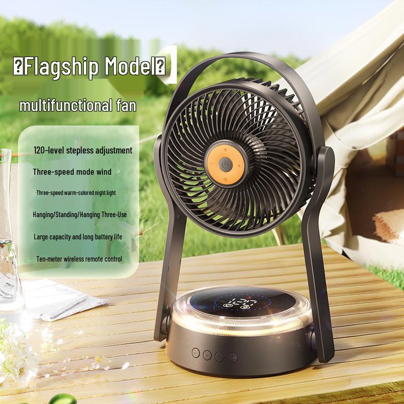 

Portable Outdoor Camping Fan with Wall Mount & Large Battery for Tent, Home, Desktop, or Ceiling Use Desktop Fan [Night Light Remote Control]