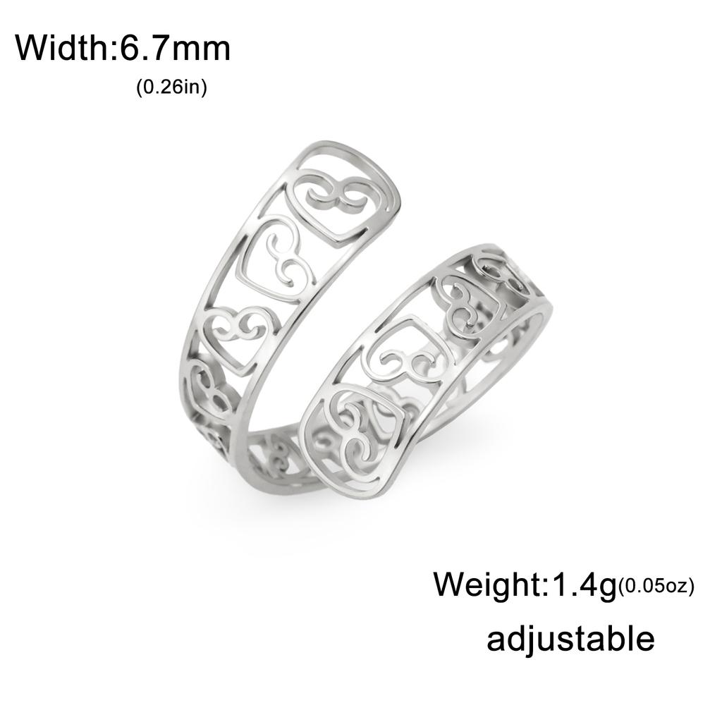 Cazador Stainless Steel Adjustable Heart Rings for Women Finger Rings Cute Jewelry Party Wedding Gift Wholesale 2026 New