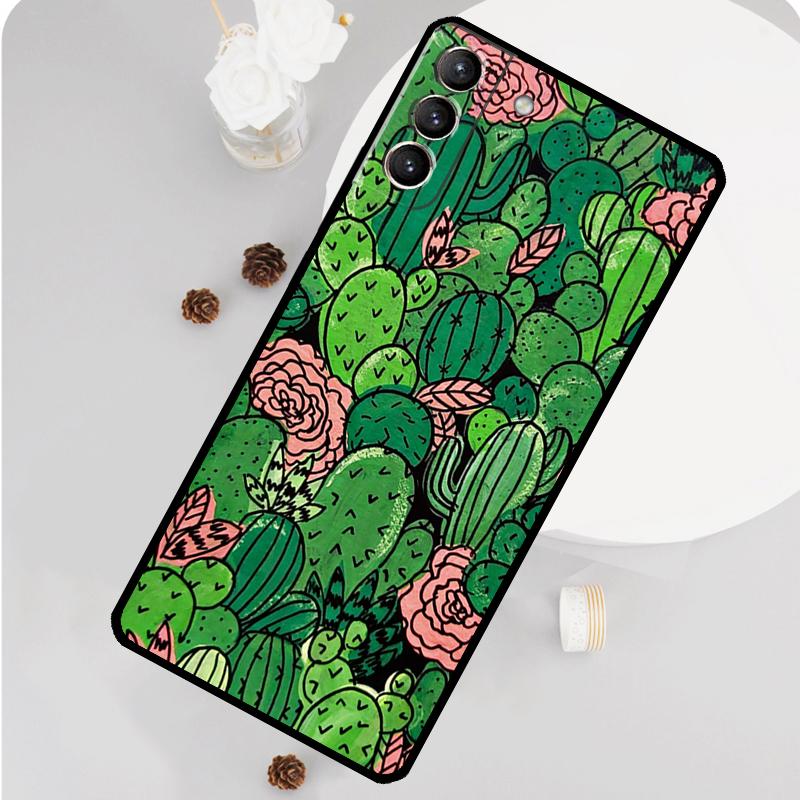 Cactus Pattern Case For Samsung Galaxy S22 S23 Ultra Note 20 Note 10 Plus S9 S10 S20 S21 S23 FE Back Cover