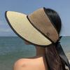 Summer Straw Hat Women Wide Brim Sunshade Cap With Breathable Foldable Beach Hat