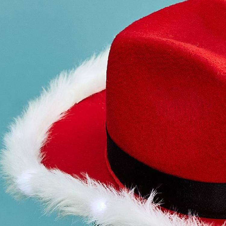 Feather Brim Cowboy Christmas Hat with Feather Brim Christmas Felt Adult Hat