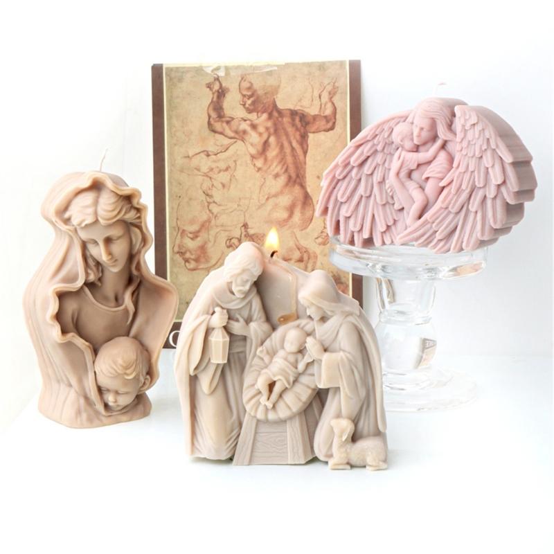 Resin Mold Silicone Texture with Prayer Pattern Candle Moulds for Table and Bedroom for Crafting Unique Table Decors