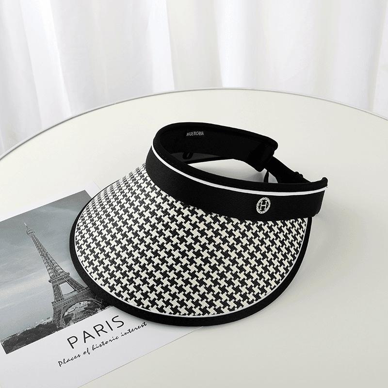 Summer Straw Hat for Women Foldable Empty Top Sun Hat Outdoor Beach Running Bicycle Wide Brim Female Sunscreen Visor Casual Cap