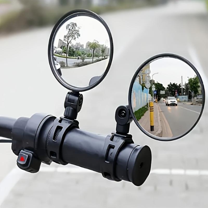 

2pcs Adjustable & Rotatable Bike Rearview Mirrors - Enhance Road Safety, Fit, Black PVC Bicycle Mirror