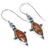 Natural Orange Copper Turquoise, Blue Topaz 925 Solid Silver Earring 1.50" F4p67