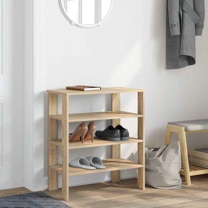 VidaXL Étagère à chaussures chêne sonoma 61x32x70 cm bois d'ingénierie, rangement de chaussures, armoire de rangement de 859844
