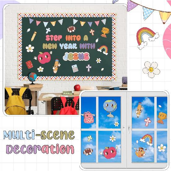 Christian Bulletin Board Decorations Sets Classroom Cutouts Back to School Chalkboard Decor Sunday School Groovy Religious Church Borders Decor Cross