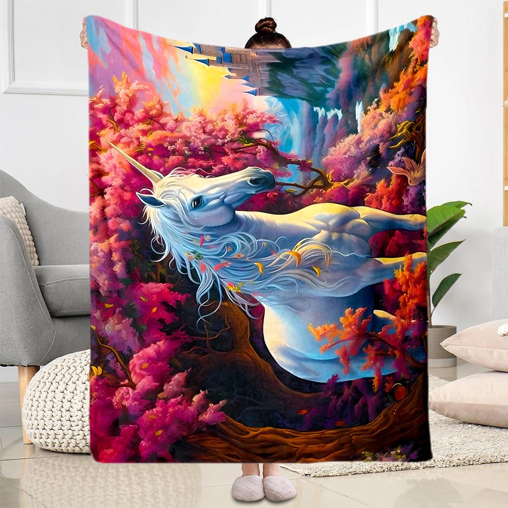 Beautiful Unicorn Blanket Durable Comfort Perfect for Seaside Sofa Picnics for All Occasions Stylish Decor Suitable for Gifting Relatives and Friends