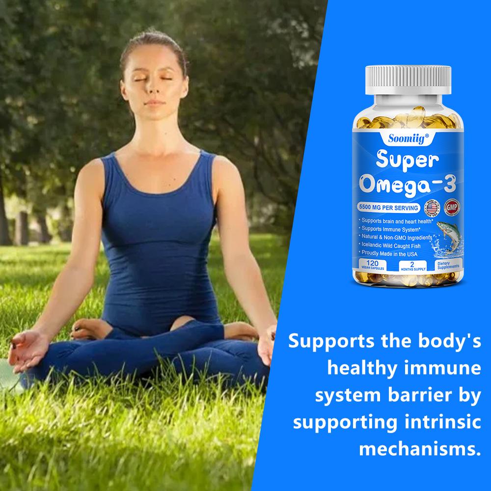 Soomiig Super Omega-3 Nahrungsergänzungsmittel, 5500 mg Fischöl, EPA & DHA, 120 Kapseln