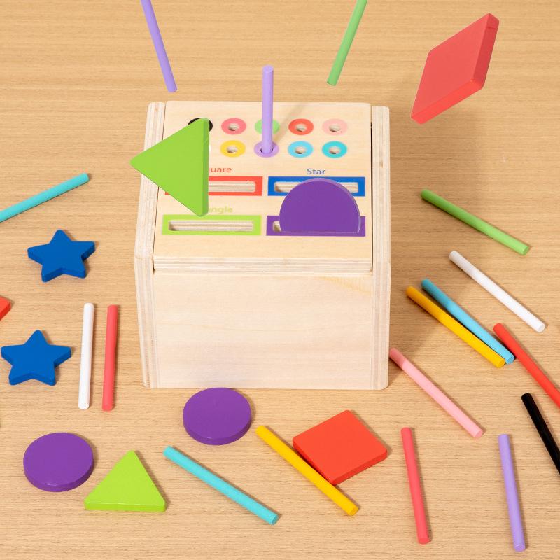 Montessori Wooden Educational Toy: Shape & Color Matching Coin Box for Early Learning