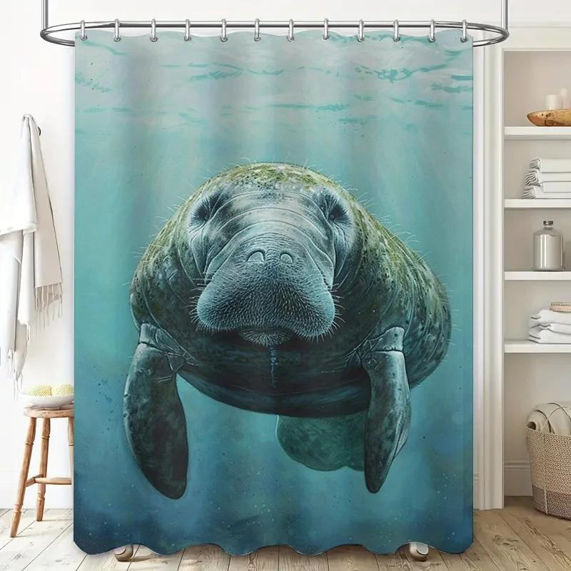 Underwater Life Sea Turtle Shower Curtain Waterproof Decorative Fabric Home Bathroom Decoration Blue Color