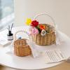 Pearl Handle Woven Flower Girl Basket - Wedding Scattering Souvenir