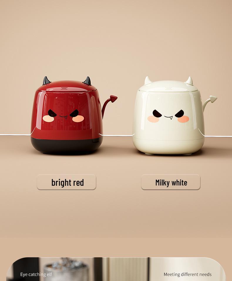 Little Devil Mini Desktop Trash Can with Lid - Cute Waste Basket for Office, Living Room, or Household.