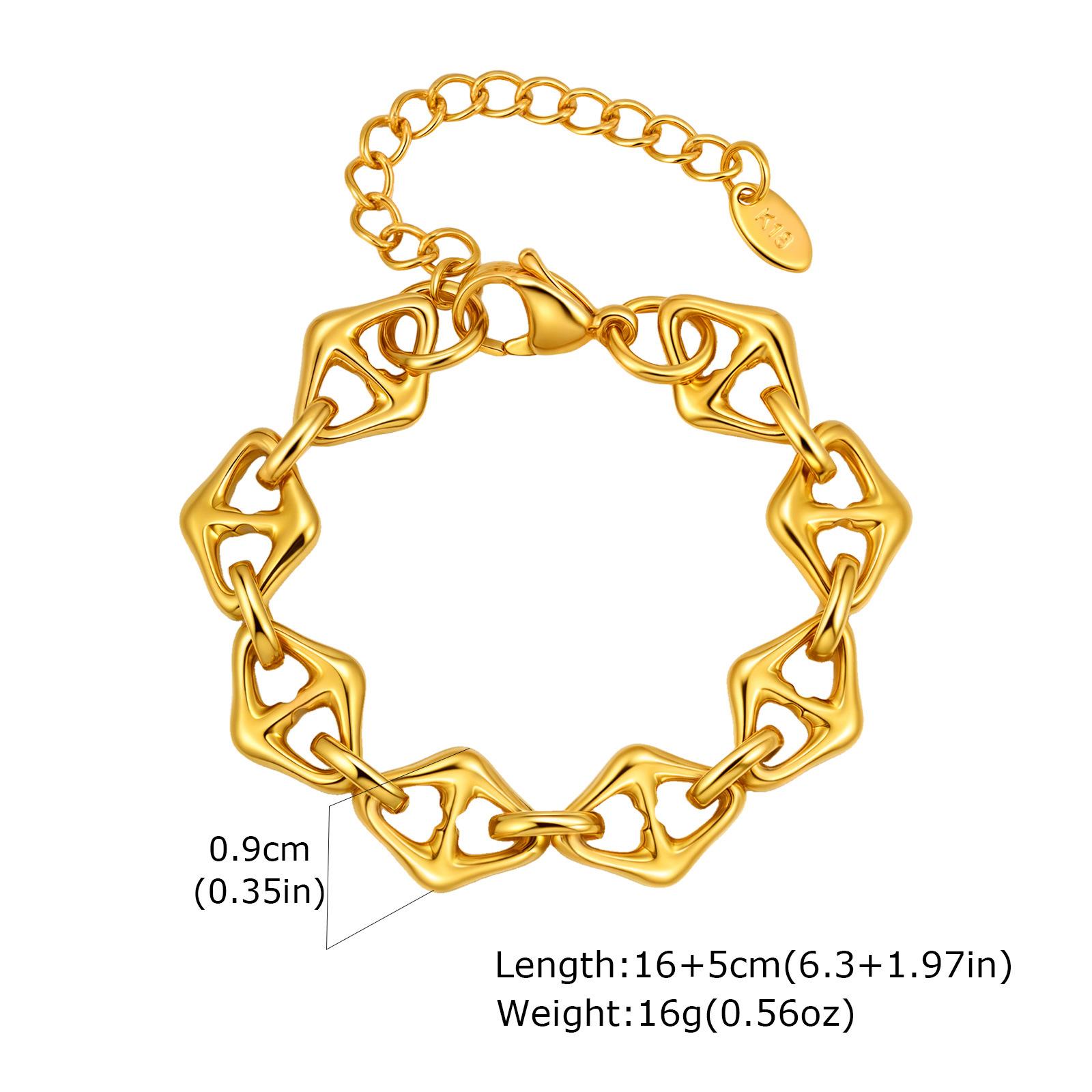 Jewelry Stainless Steel Hydraulic Rhombus Japanese Geometric Gold Bracelet Women