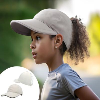 Chapéu Infantil Secagem Rápida Anti-respingos Protetor Solar Boné Corrida ao Ar Livre Proteção Solar Aba Esportiva Rabo de Cavalo Cor Sólida Boné de Basebol