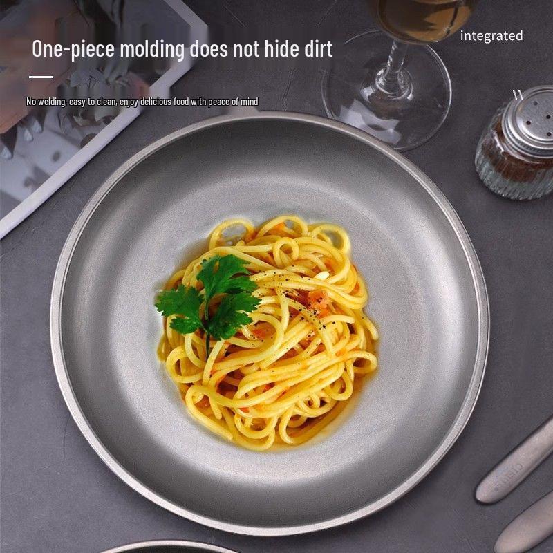 A1R Food-Grade Pure Titanium Round Plate: Portable, Anti-Fall & Ideal for Home or Camping