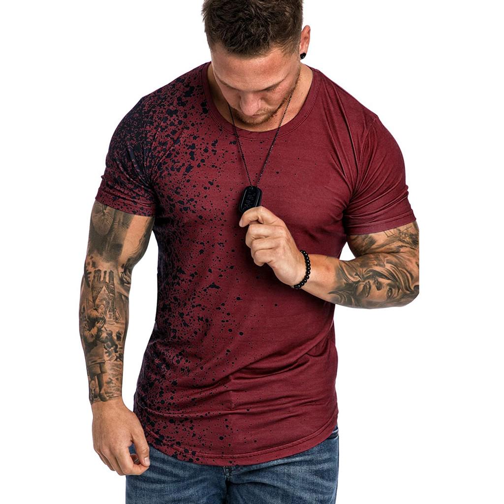 

Men Home Snowflake Spots Pattern Casual Gradient Lapel Short Sleeve Shirt XL