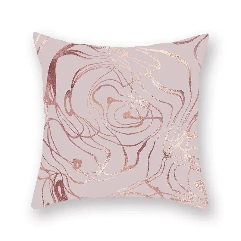 Rose Gold Abstract Printing Throw Pillow Cover Living Room Sofa Office Car Seat Lumbar Cushion   Home Decoration