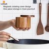 Acacia Wood Salt and Pepper Cellar with Magnetic Swivel Lid and Wood Spoon, Seasonings Container Holder for Spices Sugar Pepper