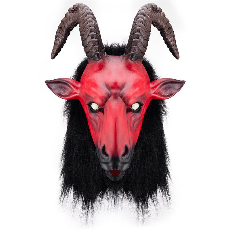 Red goat mask, horror cosplay headgear One size fits all adults красный