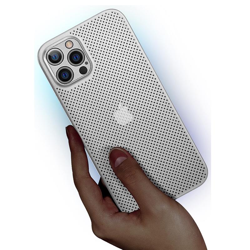 Für iPhone 14 Pro Max Sturzsicher Atmungsaktiv Hohlloch Wärmeableitung Mesh Rückseite Ultra Dünne PP Handyhülle