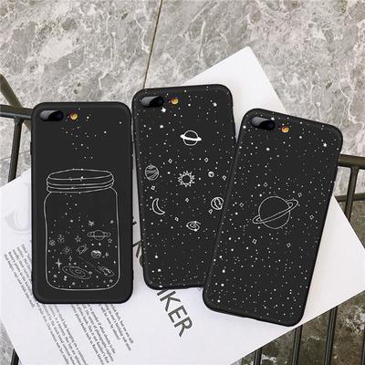 Space Planet Serie Black Soft TPU Rubber Phone Case Cover For iPhone 5 5S SE 6