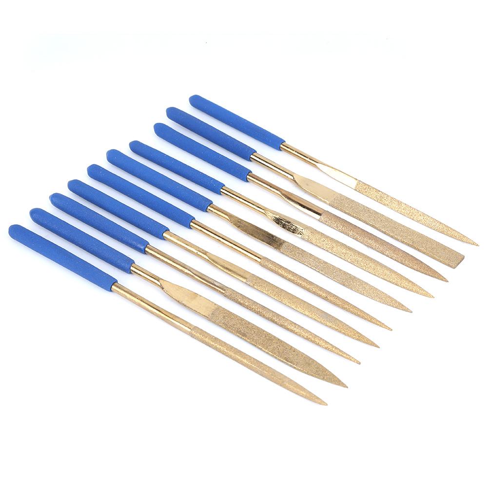 

10Pcs Set 5x180mm Titanium Plated Steel Diamonds Needle Files Kit for Filing Cutting