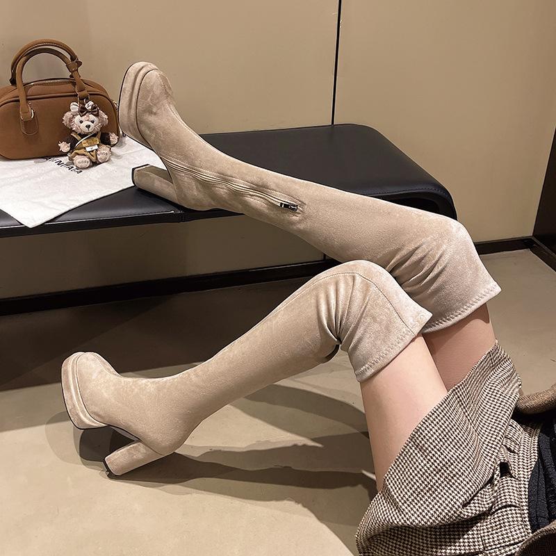 New versatile child autumn and winter European and American elastic boots fashion knee boots high heel thick sole waterproof table thick heel