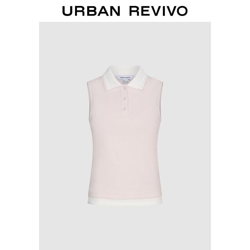 

UR2026 Women s Color-block Sleeveless Polo Shirt L