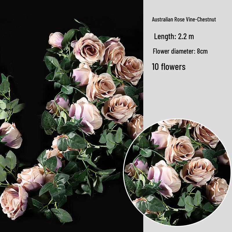 Artificial Rose Vine Wall Decor for Air Conditioner Pipes