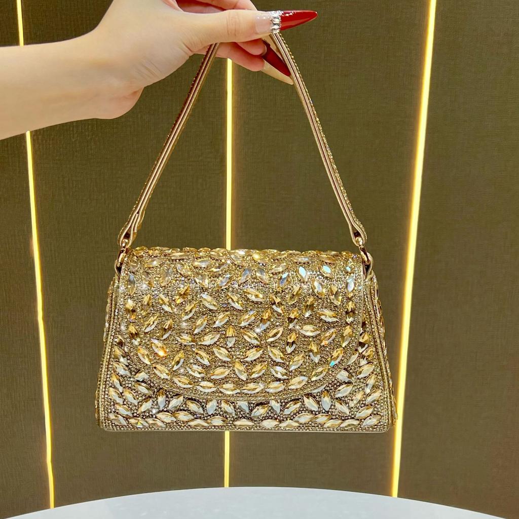 New Women's Handbag, Handbag, Cheongsam Bag, High-end Light Luxury Dinner Bag, Rhinestone Crossbody with Diamonds