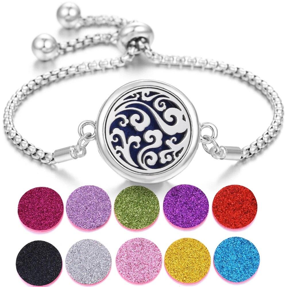 Neue Aromatherapie ätherisches Öl Diffusor Armband Edelstahl Zinklegierung Medaillon Armbänder Aroma Diffusor Parfüm Armband