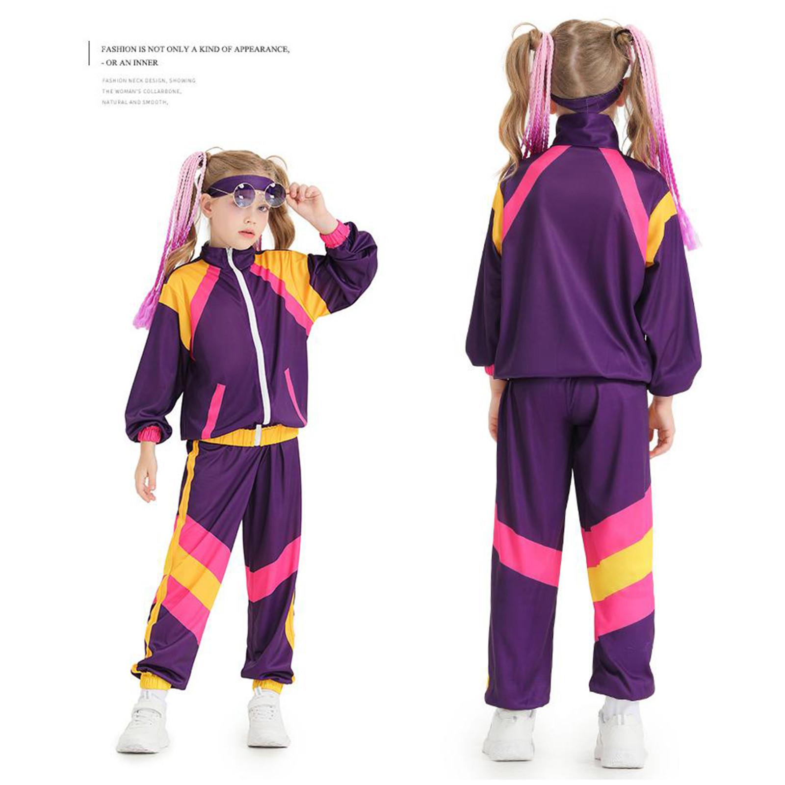 

Костюмы для выступлений мальчиков и девочек, танцевальные спортивные костюмы, костюмы для хип-хопа, костюмы для дискотеки XS темно-фиолетового