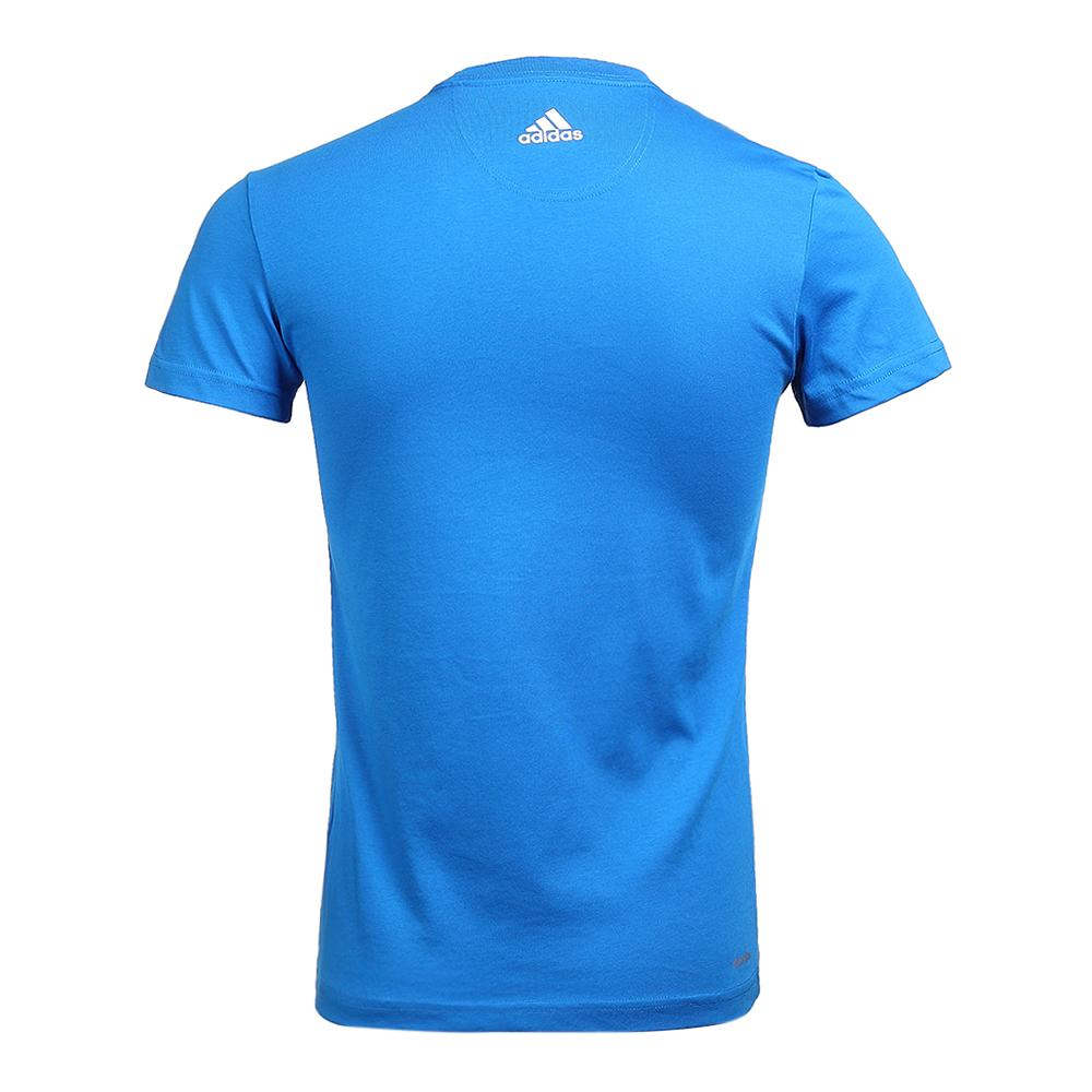 Adidas Sport Essentials Mens Basic Series Lifestyle Casual Round Neck Pullover Letter Short Sleeve T-Shirt Men T-Shirts Blue AK1807