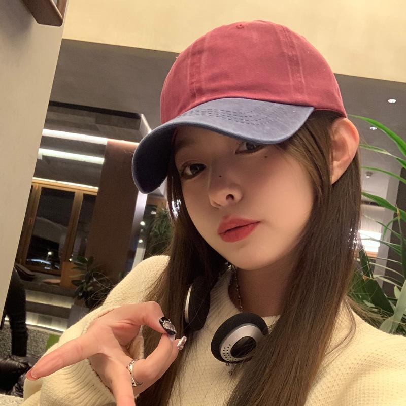 Contrast Baseball Hat For Men And Women Vintage Cotton Peaked Cap Solid Color Color Duck Tongue Caps Outdoor Use Sun Protection Visors Ricygvm
