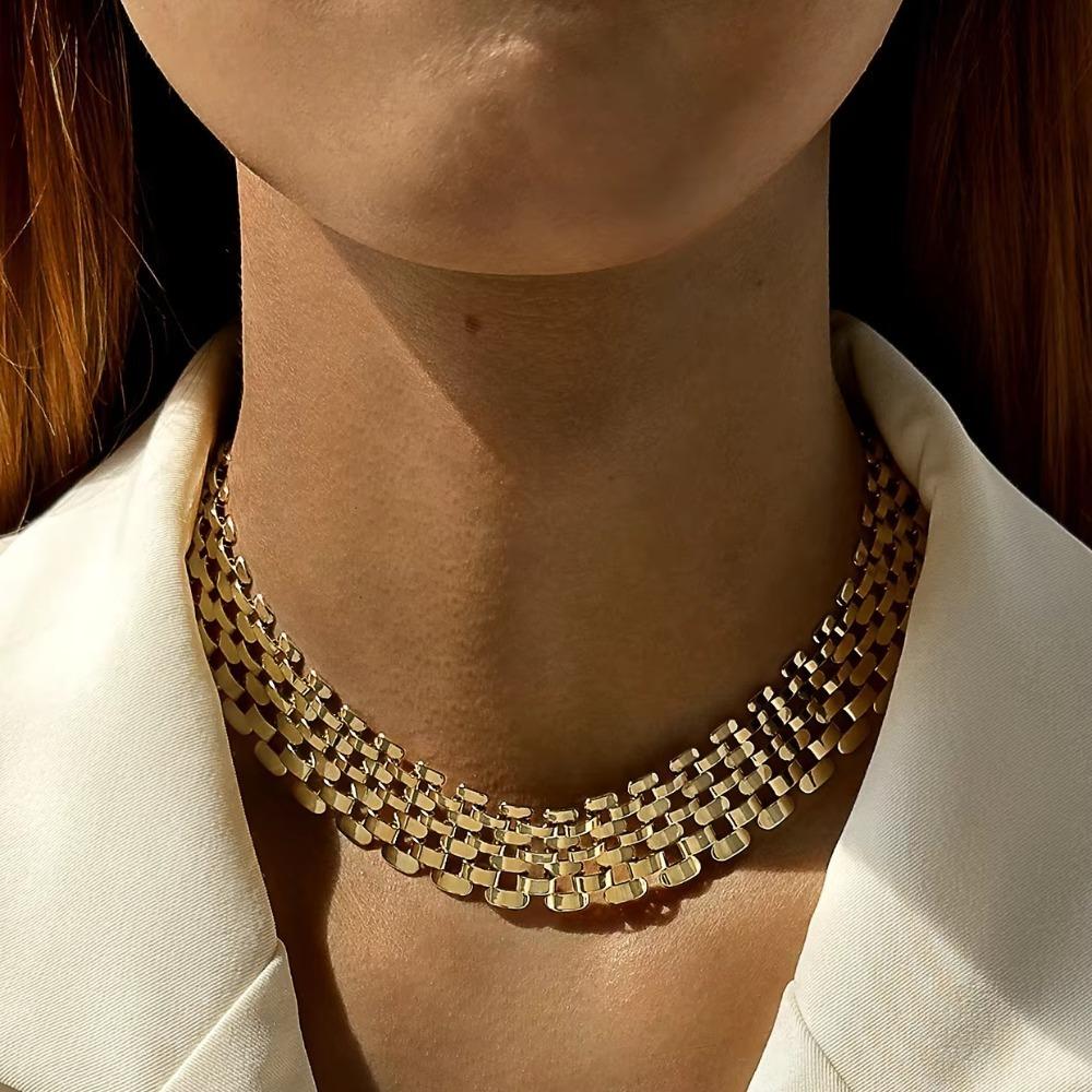 Fashion Gold Silver Color Punk Choker Necklace Alloy Adjustable Jewelry Collar Heavy Metal Chain Necklace